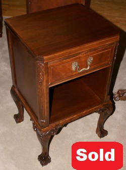 Mahogany chippendale ball and claw foot night stand