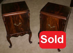 matched pair of Batesville mahgoany French carved door night stands
