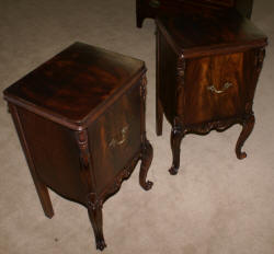 matched pair of Batesville mahgoany French carved door night stands