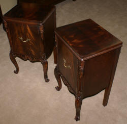 matched pair of Batesville mahgoany French carved door night stands