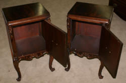 matched pair of Batesville mahgoany French carved door night stands