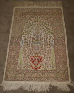 handmade silk prayer rug tree of life