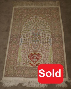 Handmade silk prayer rug tree of life