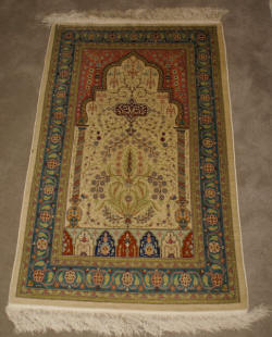 handmade silk prayer rug tree of life