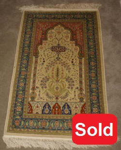 Handmade silk prayer rug tree of life