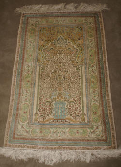 Very fine handmade silk prayer rug with the tree of life $895.00