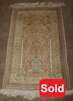 Handmade silk prayer rug tree of life