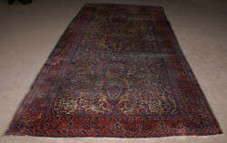 Handmade Persian Sarouk very worn and repaired antique rug 13 x 6