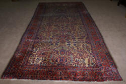 Handmade Persian Sarouk very worn and repaired antique rug 13 x 6