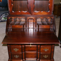 Block front solid mahogany Chippendale secretary desk
