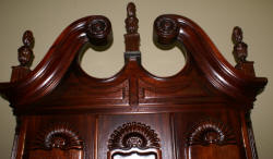 Mahogany Chippendale block front shell carved two piece secretary desk