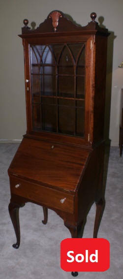 solid mahogany queen anne petite secretary desk