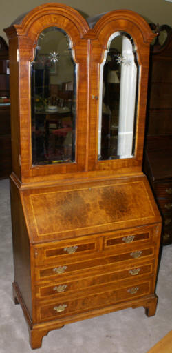 inlaid blind door english walnut secretary with mirrored doors