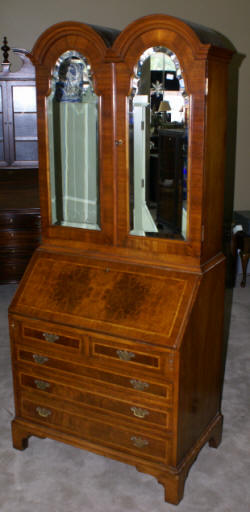 inlaid blind door english walnut secretary with mirrored doors