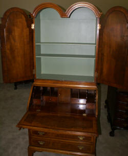 inlaid blind door english walnut secretary with mirrored doors