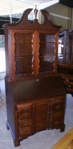 Red mahogany block front secretary desk 