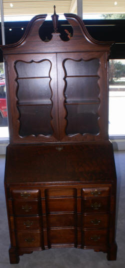 Red mahogany block front secretary desk 