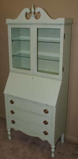 Shabby chic painted green secretary desk 