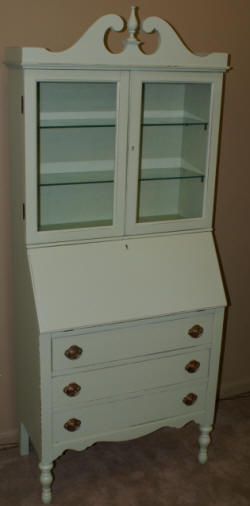 Shabby chic painted green secretary desk 