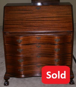 Antique mahogany serpentine front mahogany governor Winthrop desk 