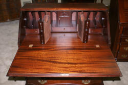Ox bow front mahogany antique Governor Winthrop desk