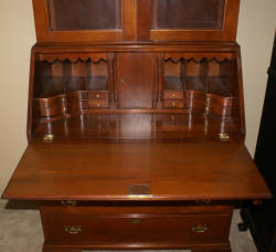 Craftique Furniture New Bern solid mahogany two piece secretary desk 