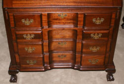 Solid mahogany block front Chippendale Governor Winthrop desk