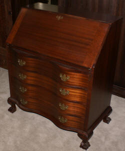 Mahogany serpentine front Governor Winthrop desk