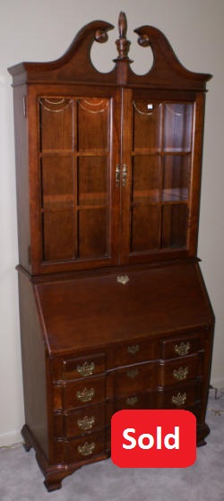 Solid cherry Jasper Cabinet Company block front Chippendale  secretary desk