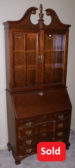 Solid cherry Jasper Cabinet Company block front Chippendale  secretary desk