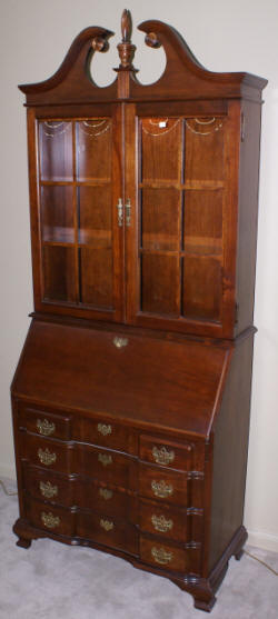 Solid cherry Jasper Cabinet Company block front Chippendale  secretary desk