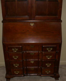 Solid cherry Jasper Cabinet Company block front Chippendale  secretary desk