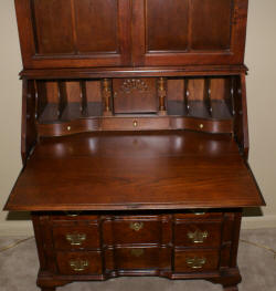 Solid cherry Jasper Cabinet Company block front Chippendale  secretary desk