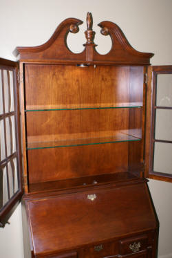 Solid cherry Jasper Cabinet Company block front Chippendale  secretary desk