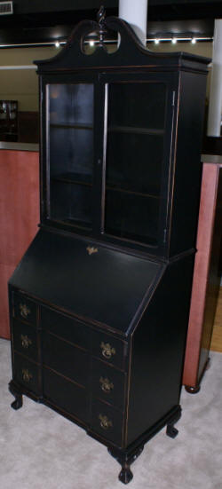 Painted black shabby chic secretary desk