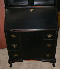 Painted black shabby chic secretary desk