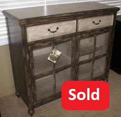Pulaski Furniture Company distressed two tone wine cabinet