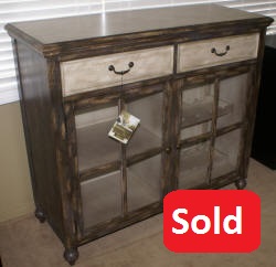 Pulaski Furniture Company distressed two tone wine cabinet