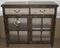 Pulaski Furniture Company distressed two tone wine cabinet