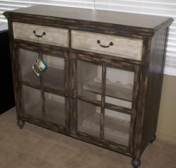 Pulaski Furniture Company distressed two tone wine cabinet