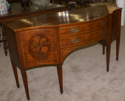 19th century walnut flower inlaid sideboard