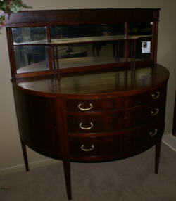 mahogany demi lune mirrored back sideboard