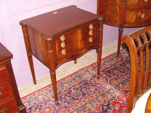 image of light mahogany 3 drawer silver chest