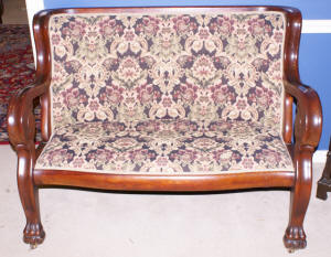 image of Empire mahogany paw foot settee