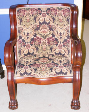 image of mahogany paw foot Empire settee and chair