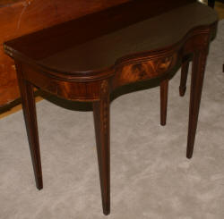 Mahogany urn inlaid antique flip top game table 