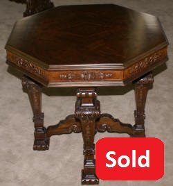 Adams decorated walnut octagon antique center table 