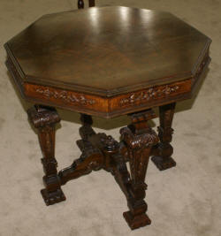 Adams decorated walnut octagon antique center table 