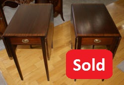 Pair of banded inlaid mahogany pembroke tables