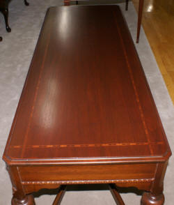 Inlaid antique walnut 1930s library table